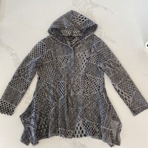 Venice Blue Crochet Lace Hooded Cardigan Gray Free Size‎ S/M Boho